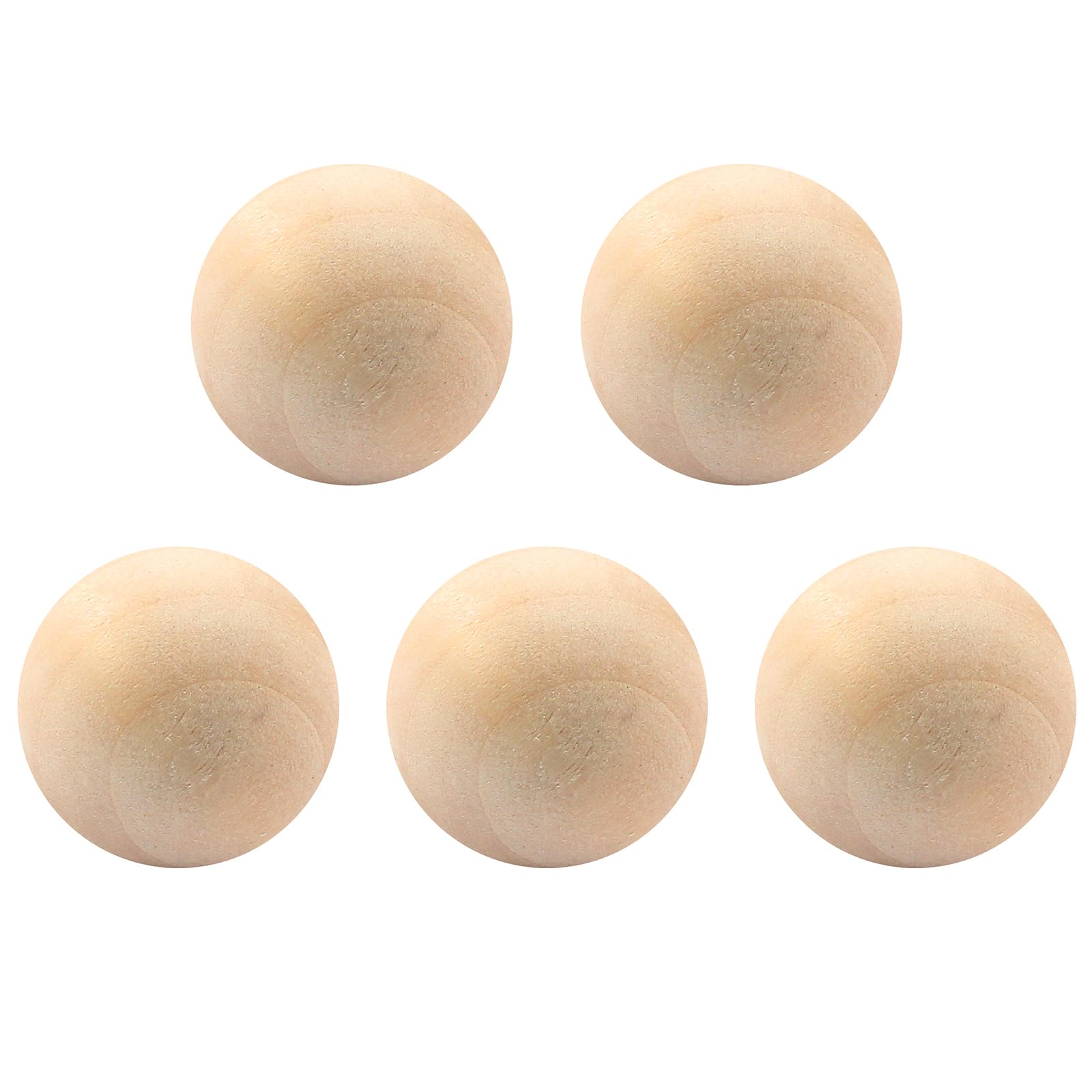 Waziaqoc 5 Pcs Round Wooden Balls, 2 Inch Diameter No Hole Wooden Beads, Mini Unfinished Craft Balls for DIY Projects and Kids Arts