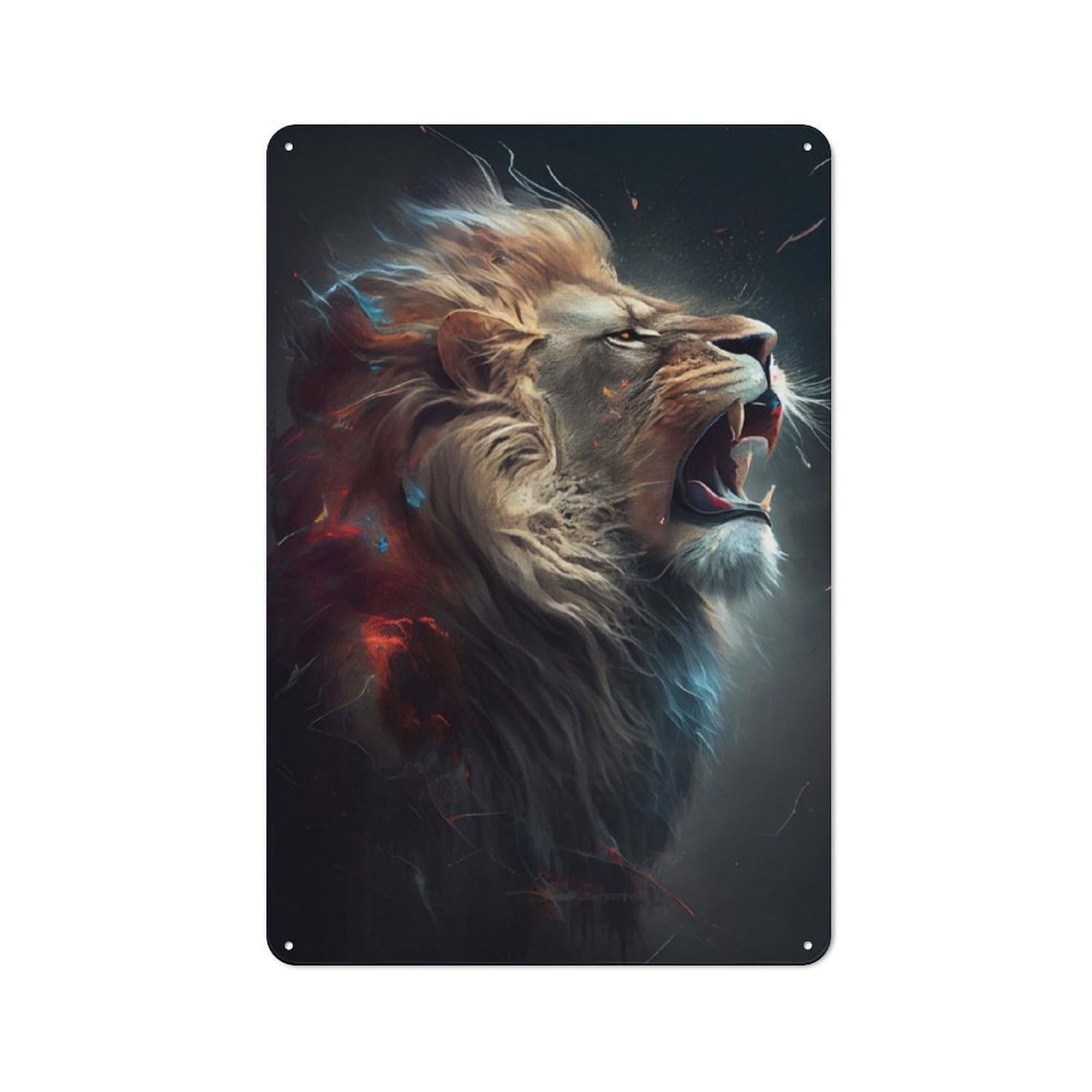 Junmoney Lion Roar Vintage Tin Sign 30X20cm With For Dining Room Or Kitchen, For Vintage Wall Decor Fans, For Metal Sign Collectors