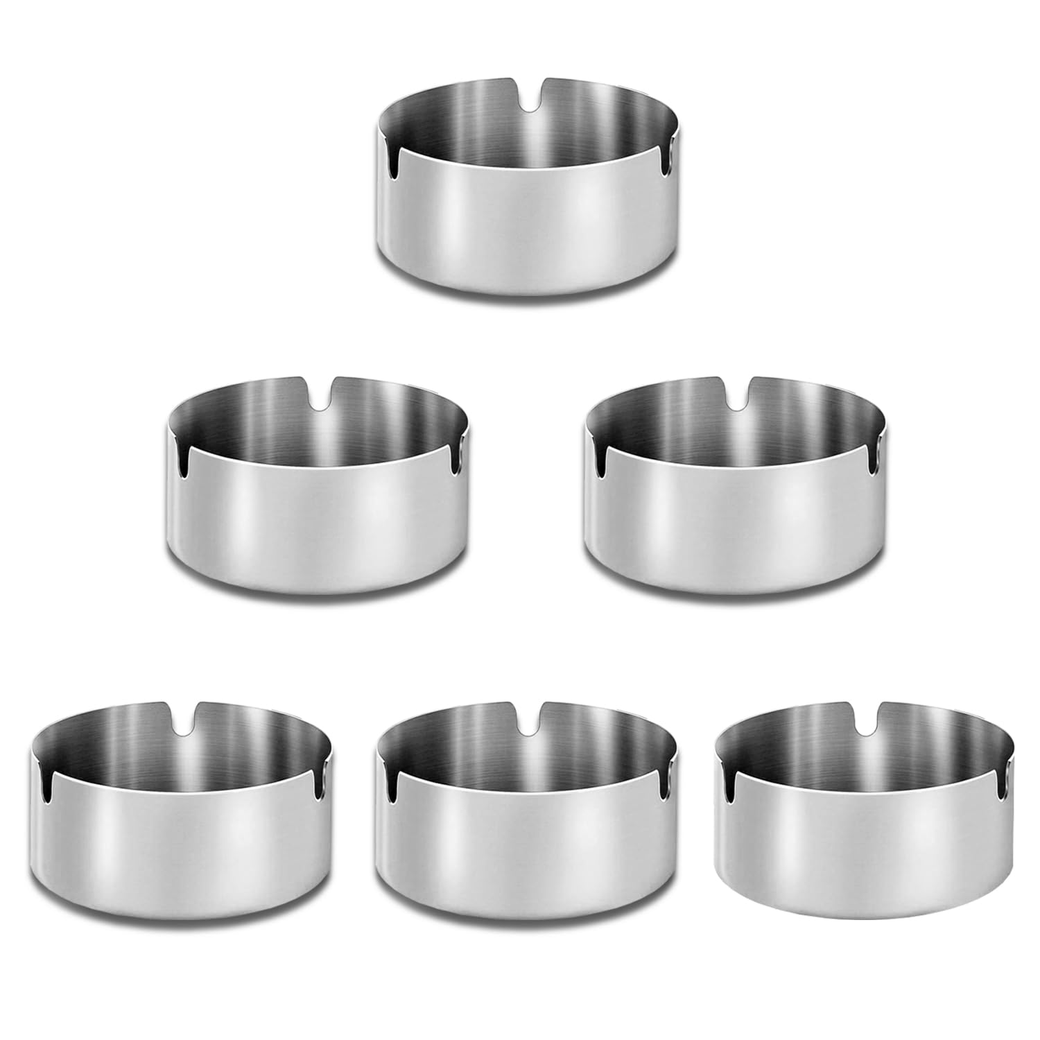 Set 6 Posacenere In Acciaio Inox Argento - Rotondi Per Casa, Giardino, Ufficio 10x10x3 Cm - Foto 10