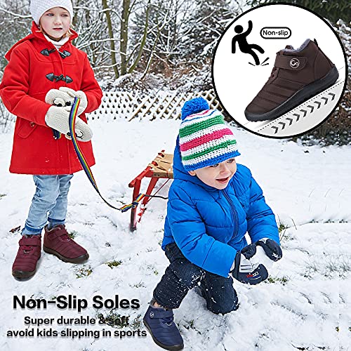 Ablanczoom Boys Girls Snow Boots Winter Boot Warm Fur Lined Toddler Shoes Comfortable Outdoor Slip On Walking Hiking Shoe For Little Kid #TOP1