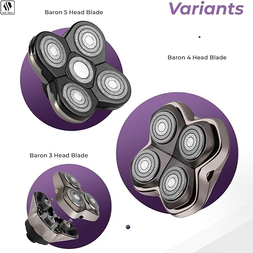 Miniatura 9 de Skull Shaver Baron - Cuchilla de repuesto para cabezal de afeitado, afeitado suave y cerrado, uso húmedo y seco, diseño flexible de 5 cabezales,