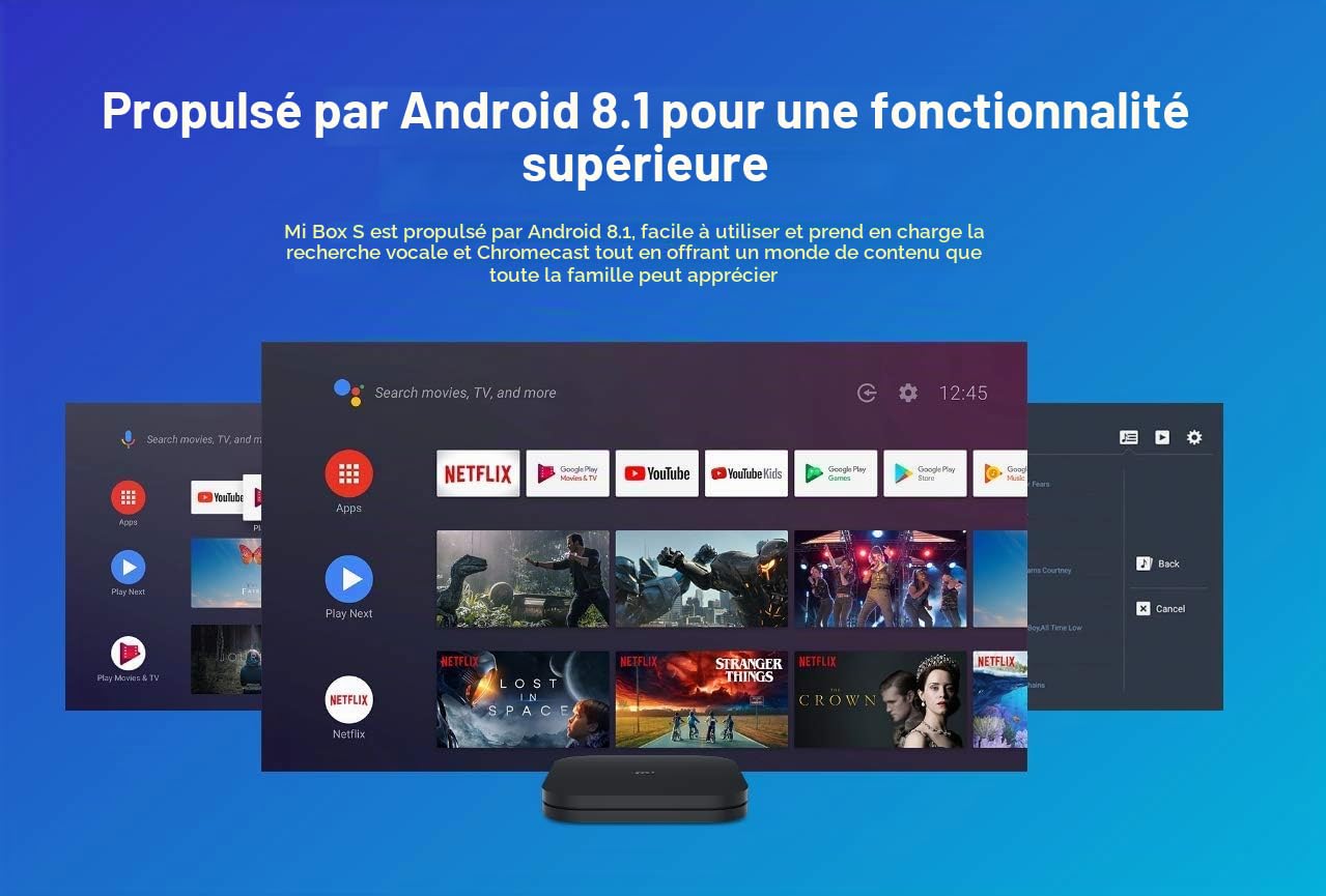 Xiaomi Mi Box S 2GB RAM + 8GB Storage Lecteur multimédia 4K Ultra HD avec télécommande Google Assistant, Bluetooth, HDR 4K, Audio Dolby, DTS HD, Android 8.1