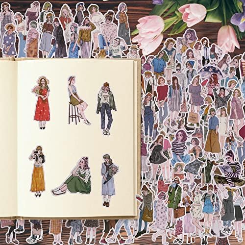 DULEFUN 100PCS People Stickers, People Stickers for Journaling Scrapbooking, Journal Stickers Fashion Girls Stickers Vinyl Waterproof for Photo Album Scrapbook Journal Planner Notebook Water bottle Stickers, Embellishments for Scrapbooking