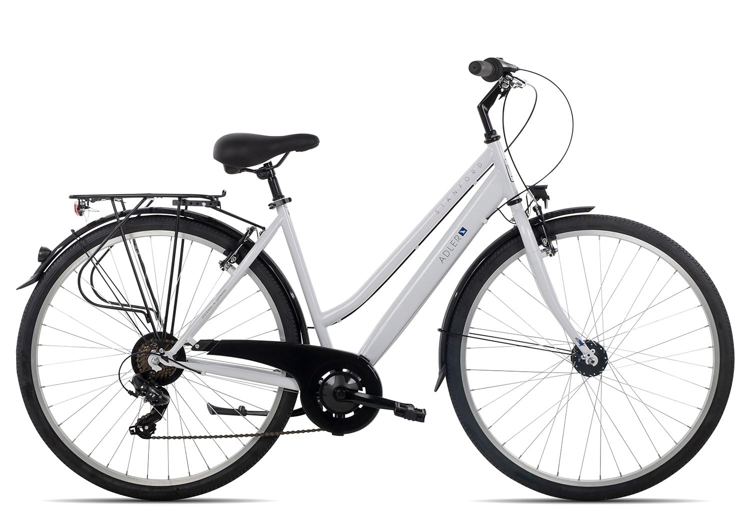 Adler Stanford Trapez 28 Zoll 7-Gang Damenfahrrad Citybike mit robustem Stahlrahmen, Farbe:Weiss, Rahmengröße:45 cm, Laufradgröße:28 Zoll Sport & Freizeit