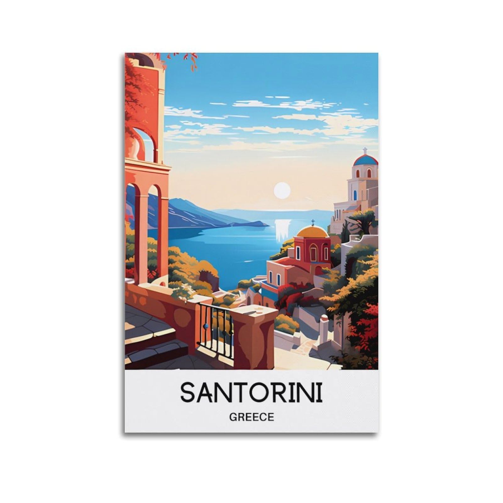 EZMLFA 5D Diamond Art Kits Adults,Santorini Greece,Round Dots Diamond DIY Kits Pictures for Wall Decor Home Office Decoration 50x60cm