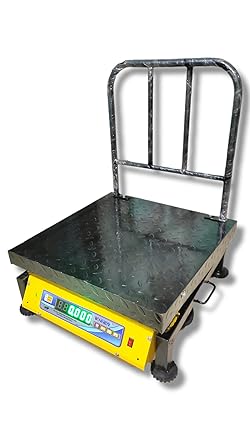 WINNER Weight Capacity 200kg x 20g Accuracy, Chargeable Digital Weighing Machine/Electronic Weighing Scale 300 kgWith Green Display, Heavy-Duty Mild steel Chequered Pan size 20x20