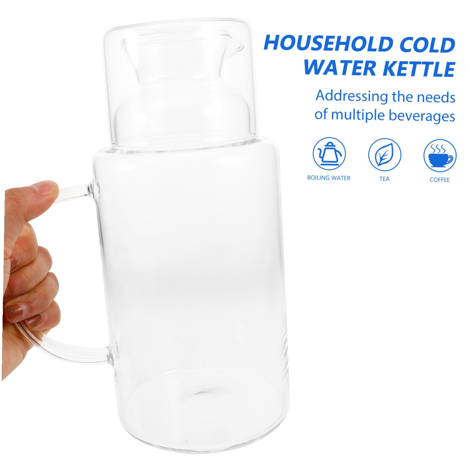 GALPADA Jarra de Vidrio Resistente Altas Temperaturas Contenedor de Agua para Bebidas Frías y Calientes con Antigoteo para Cocina Bar y Eventos Portátil y Fácil de Limpiar