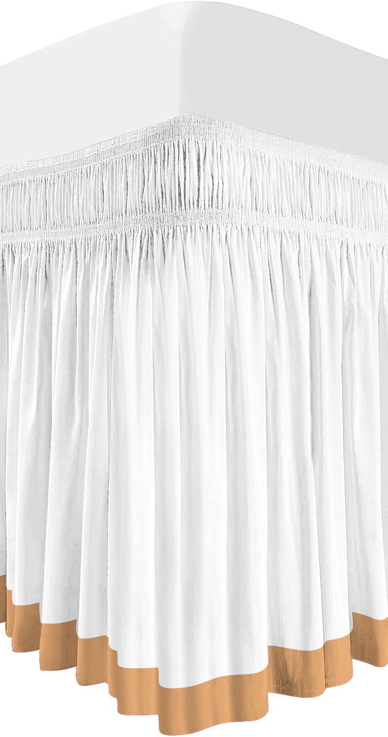 Tow Tone Wrap Around Dorm Room Bed Skirt with Three Side Coverage in Split Corner 1000 Thread Count