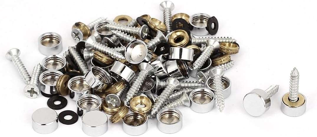 uxcell Wardrobe 10mm Dia Round Cap Decor Glass Mirror Screw Nails 40pcs