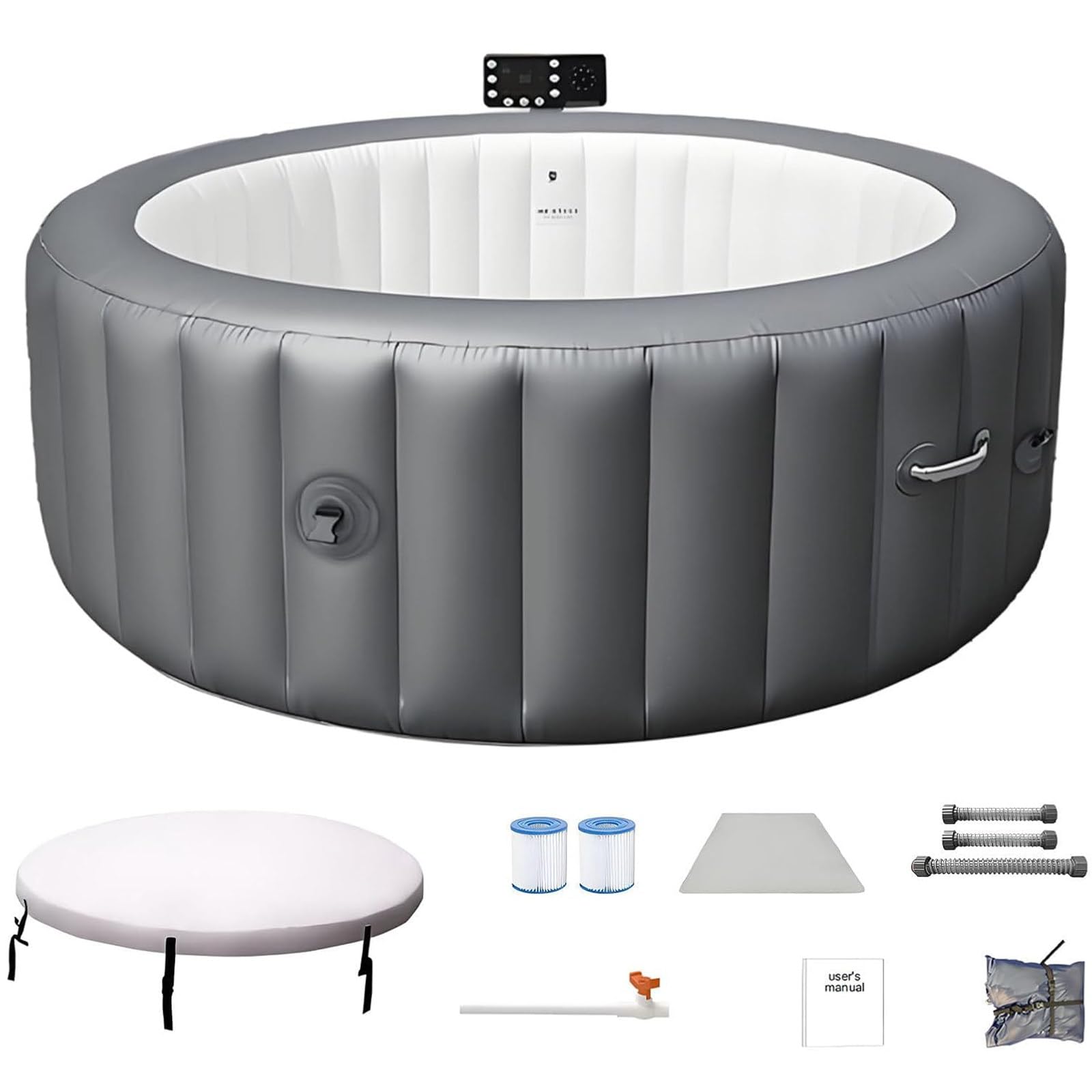 Portable Grand Spa Gonflable pour 2 à 6 Personnes avec 180 Jets d'air,Une Commande Intelligente Et Une Couverture Thermique pour Le Jardin,Le Balcon Et Le Camping 72x28in