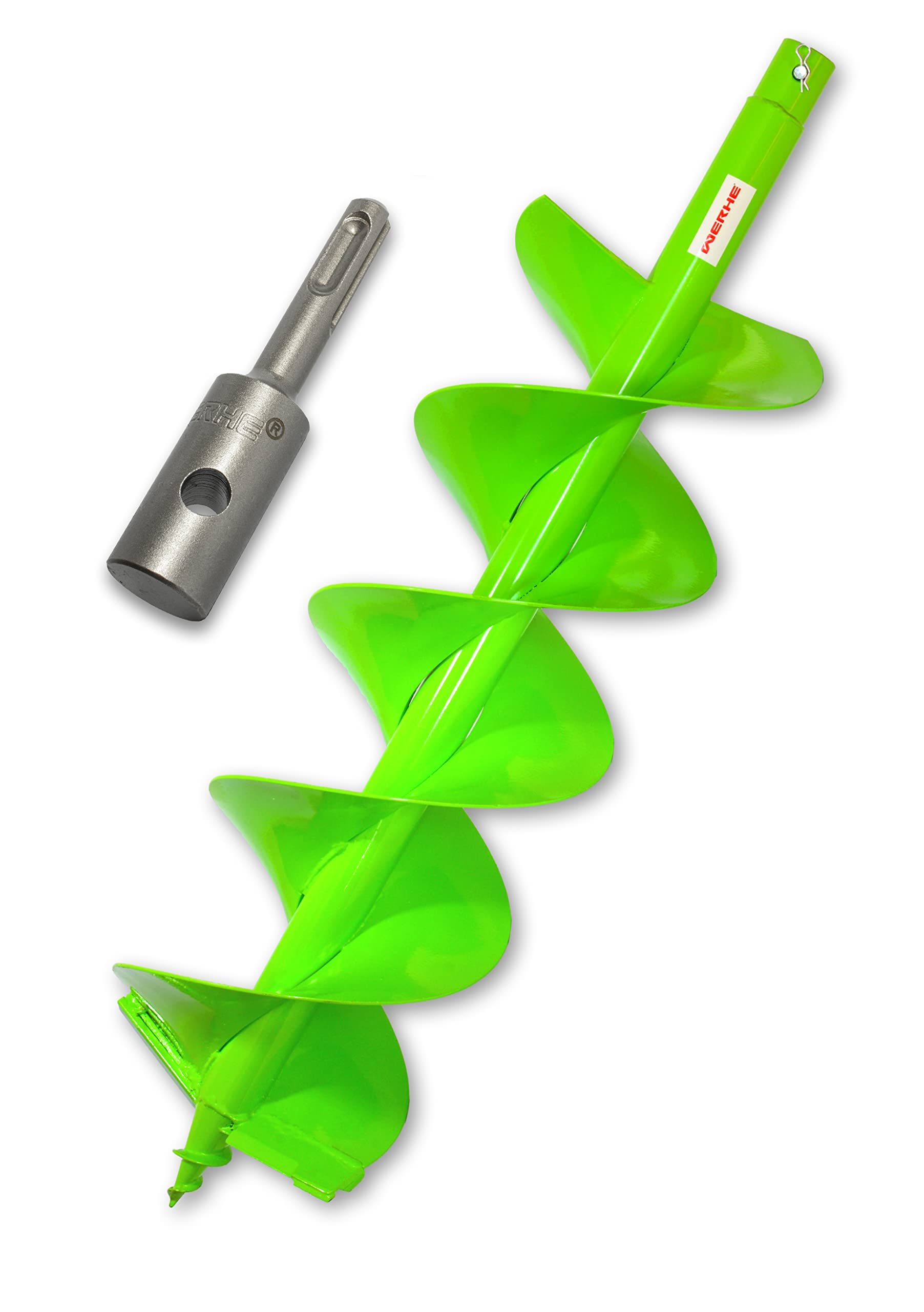WERHE Trivella 250 mm, Doppia Spirale, Acciaio, Adattatore SDS Plus | lunghezza totale 800 mm, profondità di lavoro 760 mm, peso 8,9 kg, punta di centraggio, per foratura pali e fondamenta