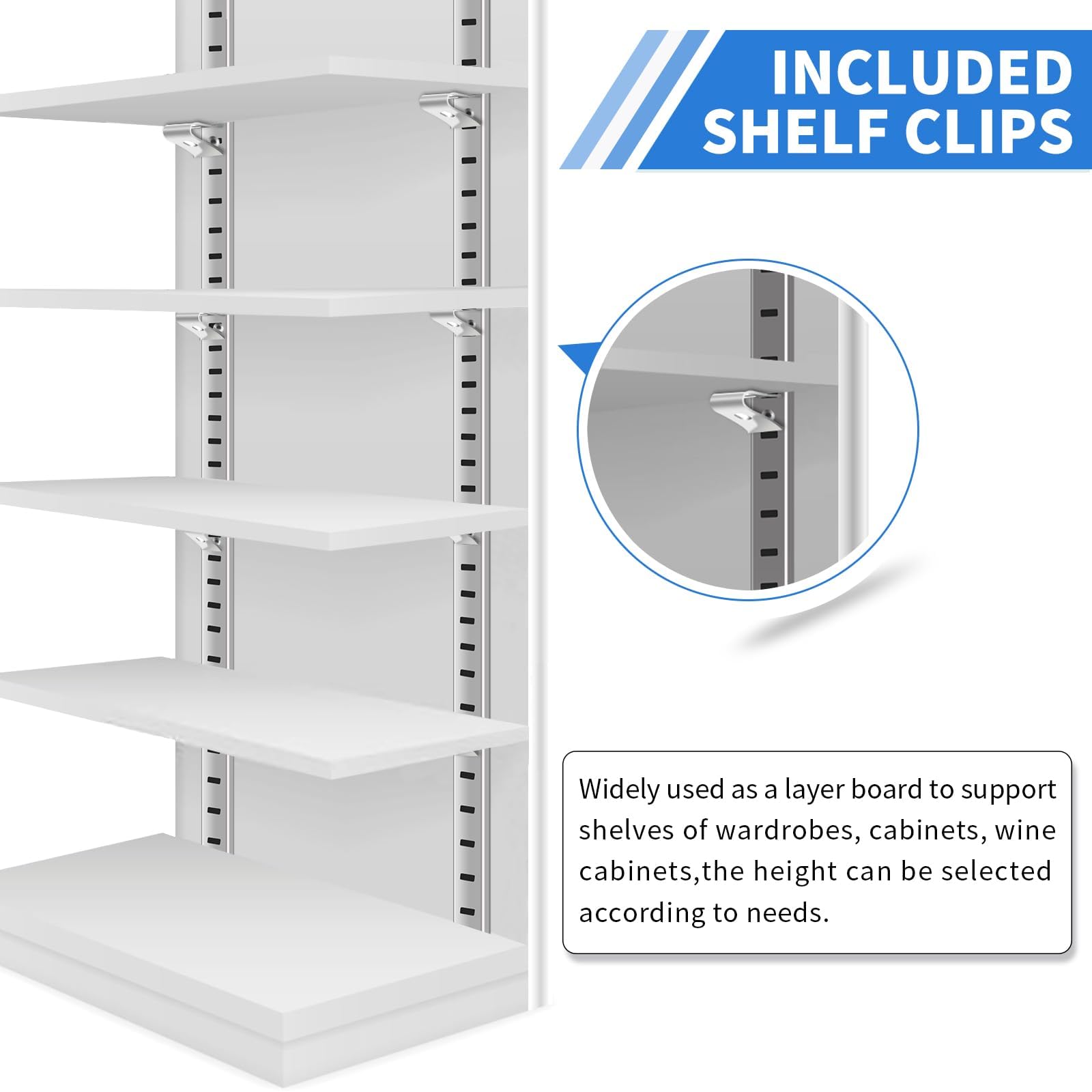 Shelf Pilaster 36.3-inch 8 Pack Adjustable Shelf Brackets Steel Mortise Mount Pilaster Strip Standards With 32 Screws Suitable For Wall