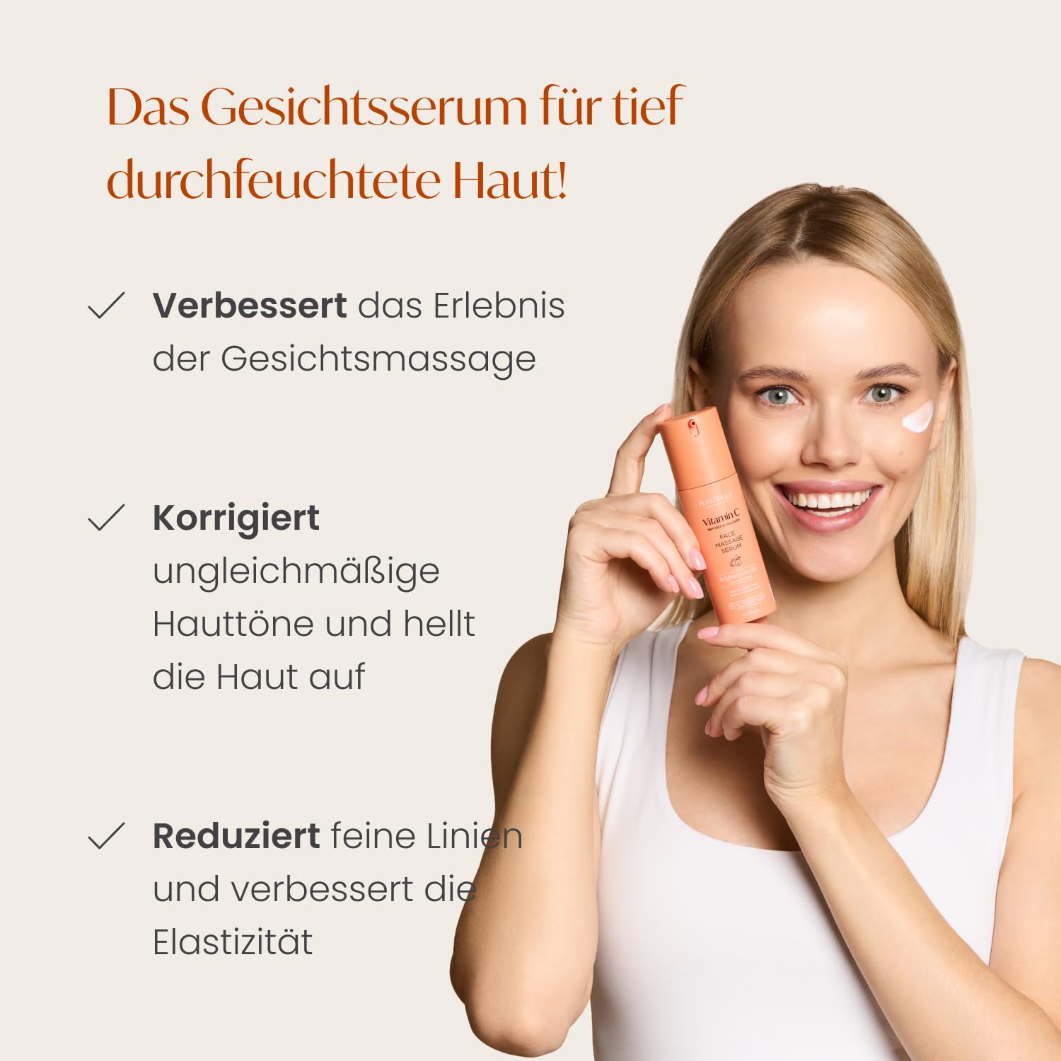 PLANTIFIQUE 20 Paar Augenpads Gegen Augenringe und Tränensäcke & Vitamin C Serum Gesicht Korean Skin Care Anti Aging Gua Sha Massage Face Serum, 30 ml