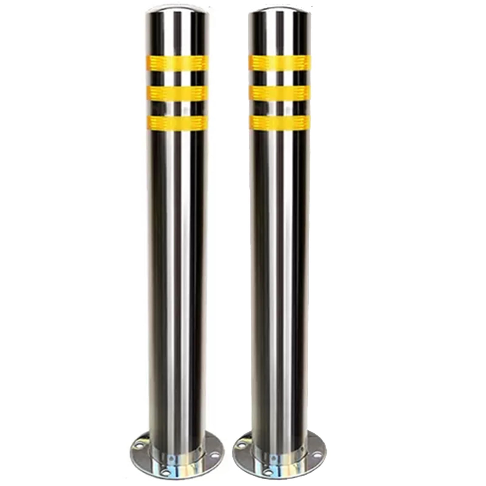 Aioneer Reflective Traffic Safety Cones & Delineator Posts, Stainless Steel Caution Bollards For Construction, Durable Floor Mounted Parking Barriers For Enhanced Site Safety-2 Pcs-60cm/23.6in Tall