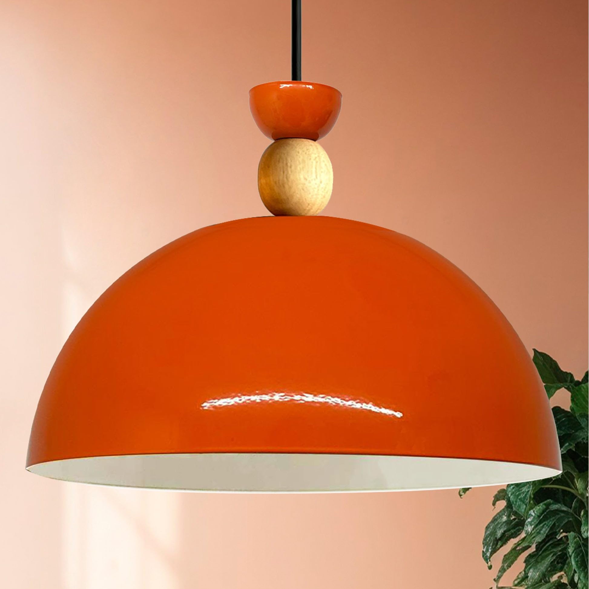 Bamyum Yimpi Pendant Light, Ø30 cm Orange Decorative Living Room Lamp, E27 Metal Kitchen Hanging Light for Bedroom, Dining Table, Living Room — image 1