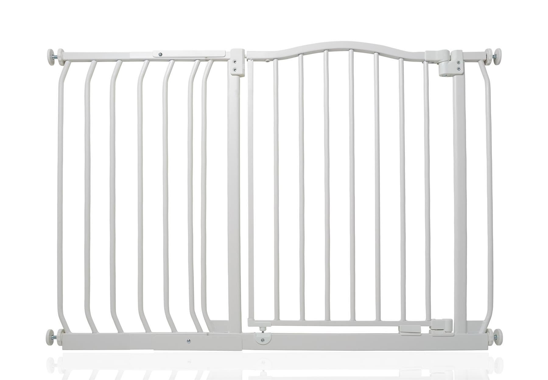 Safetots Matt White Curved Top Safety Gate, 107Cm - 116Cm, Pressure Fit Stair Gate, Baby Gate For Doors Hallways And Spaces, Safety Barrier, Easy Installation