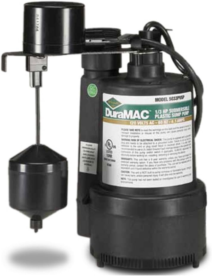 AY McDonald 6190-147 5033PVSP Plastic Vertical Sump Pump, 1/3 HP