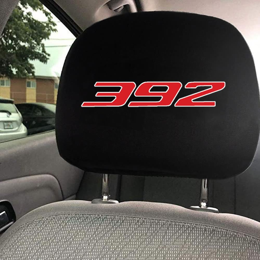 2 Pack for Dodge Charger Challenger 392 HEMI Headrest Covers,Black Fabric HeadRest Cover, Universal Fits to All Car Models