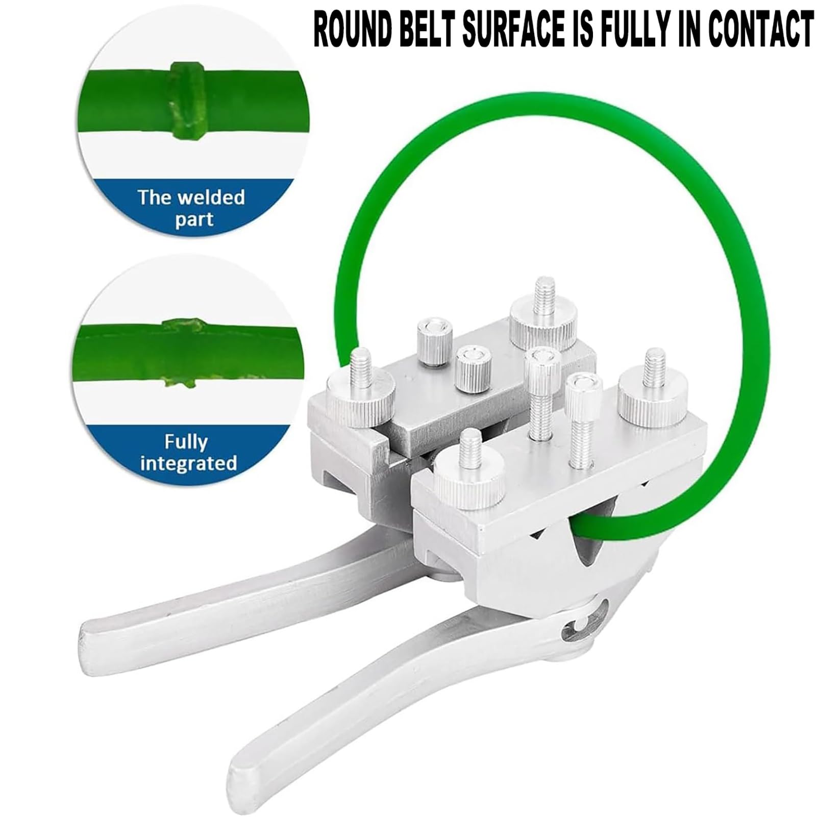Juego de máquina de soldadura de correa redonda de poliuretano, conector de correa termofusible con tijeras y accesorio, soldador de banda de 300 ℃ para tiras de poliuretano y tubos de plástico