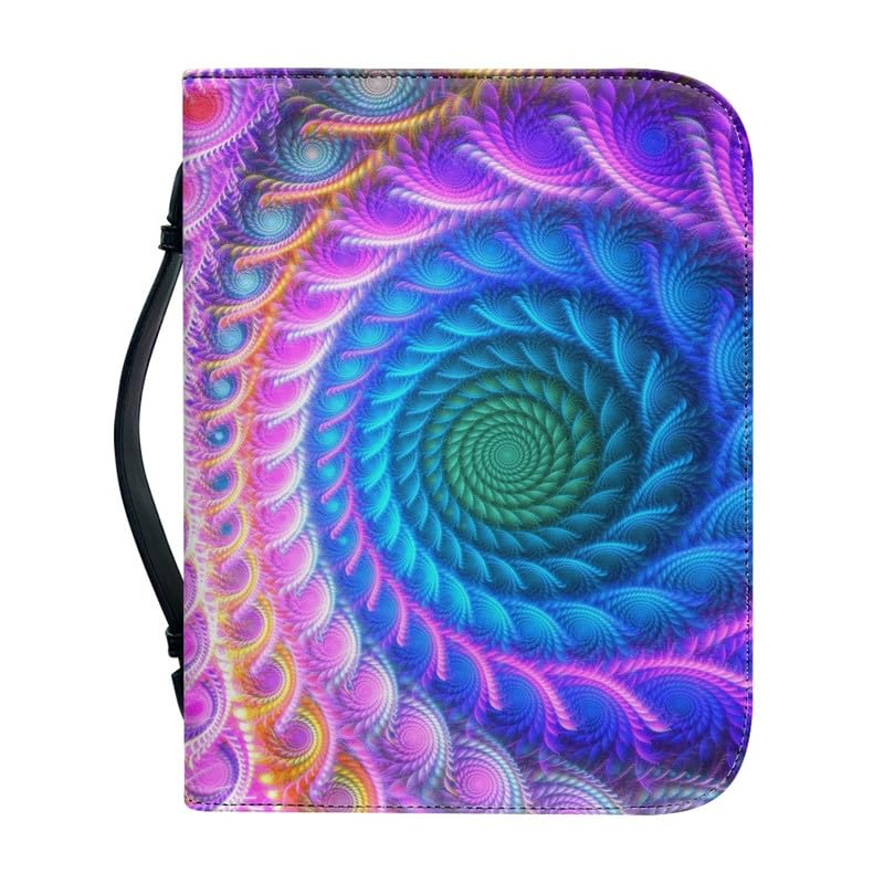 Garronmavis Spiral Mandala Circle Painting Bible Covers for Women, Whelk Circles Bible Case with Handle, Fractal Art Bible Bag - 2XL — image 1