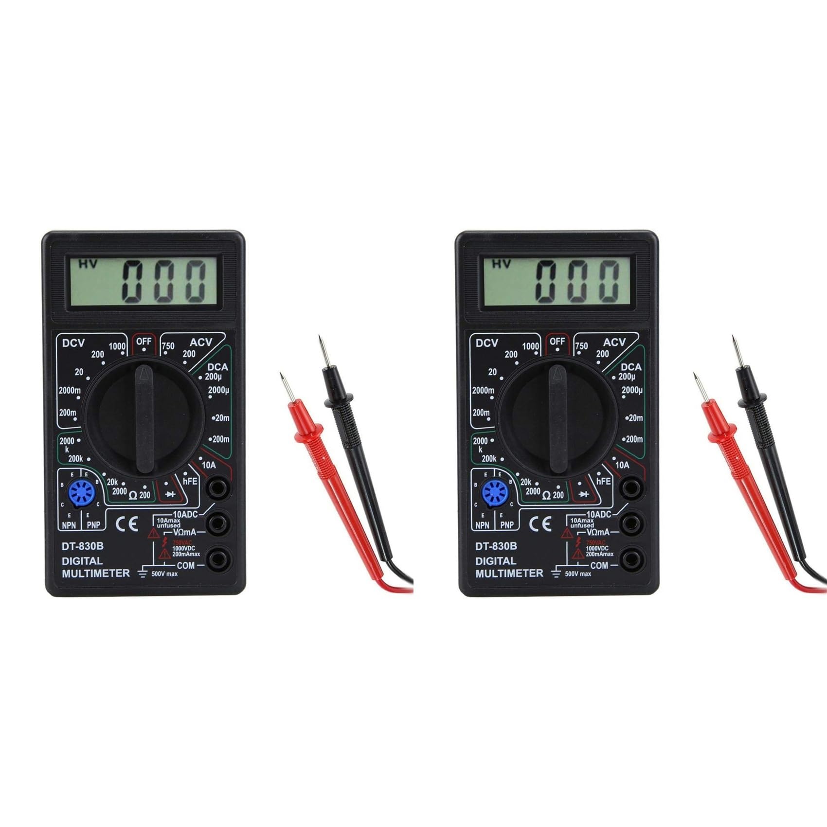 Jnchdghwa As Shown 2X Dt830b Dc/Ac Lcd Digital Multimeter 750/1000V Voltmeter Ammeter Ohm Tester High Safety Handheld Meter