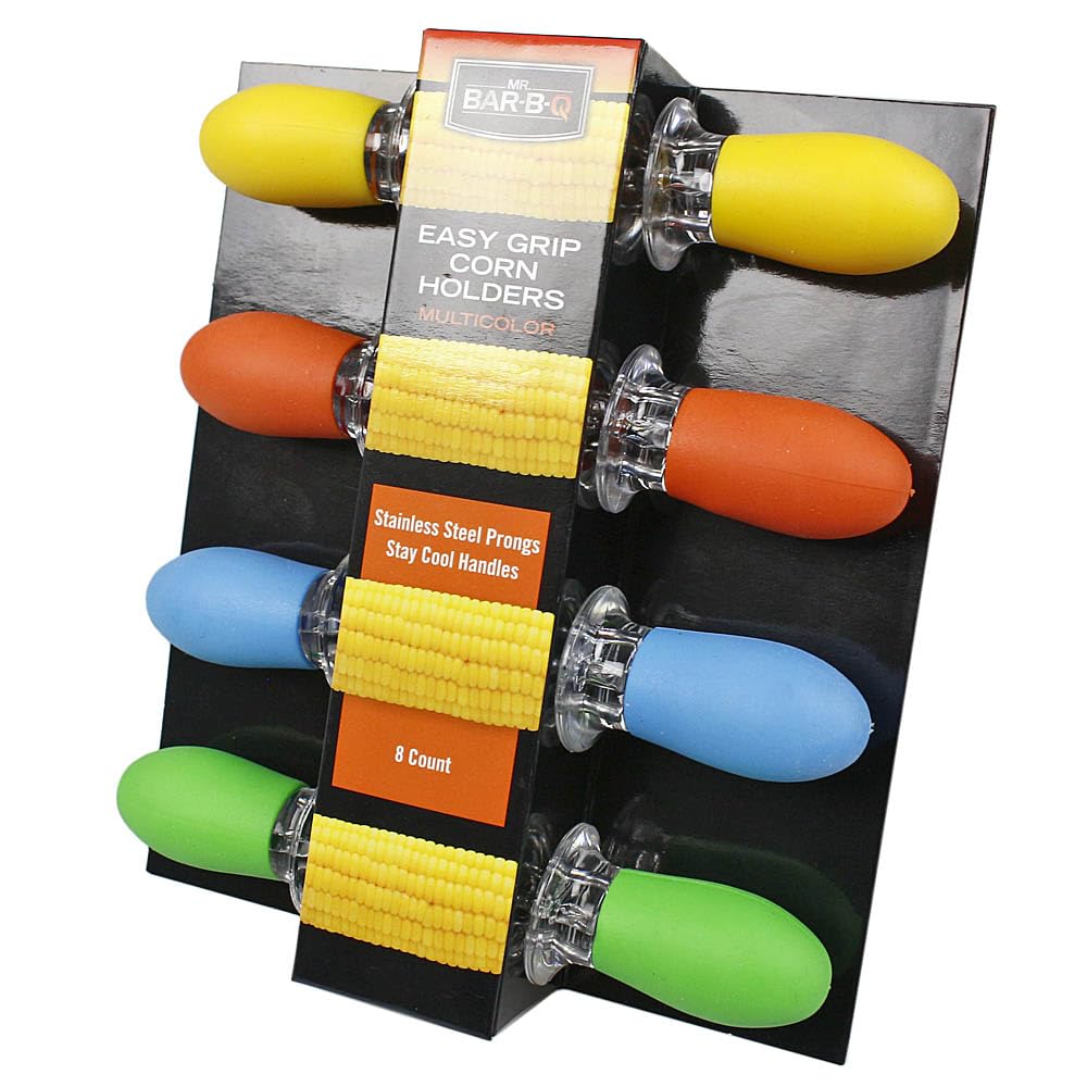 Mr. Bar-B-Q Easy Grip Corn on the Cob Holders Multicolor Grips Skewers 8 Count