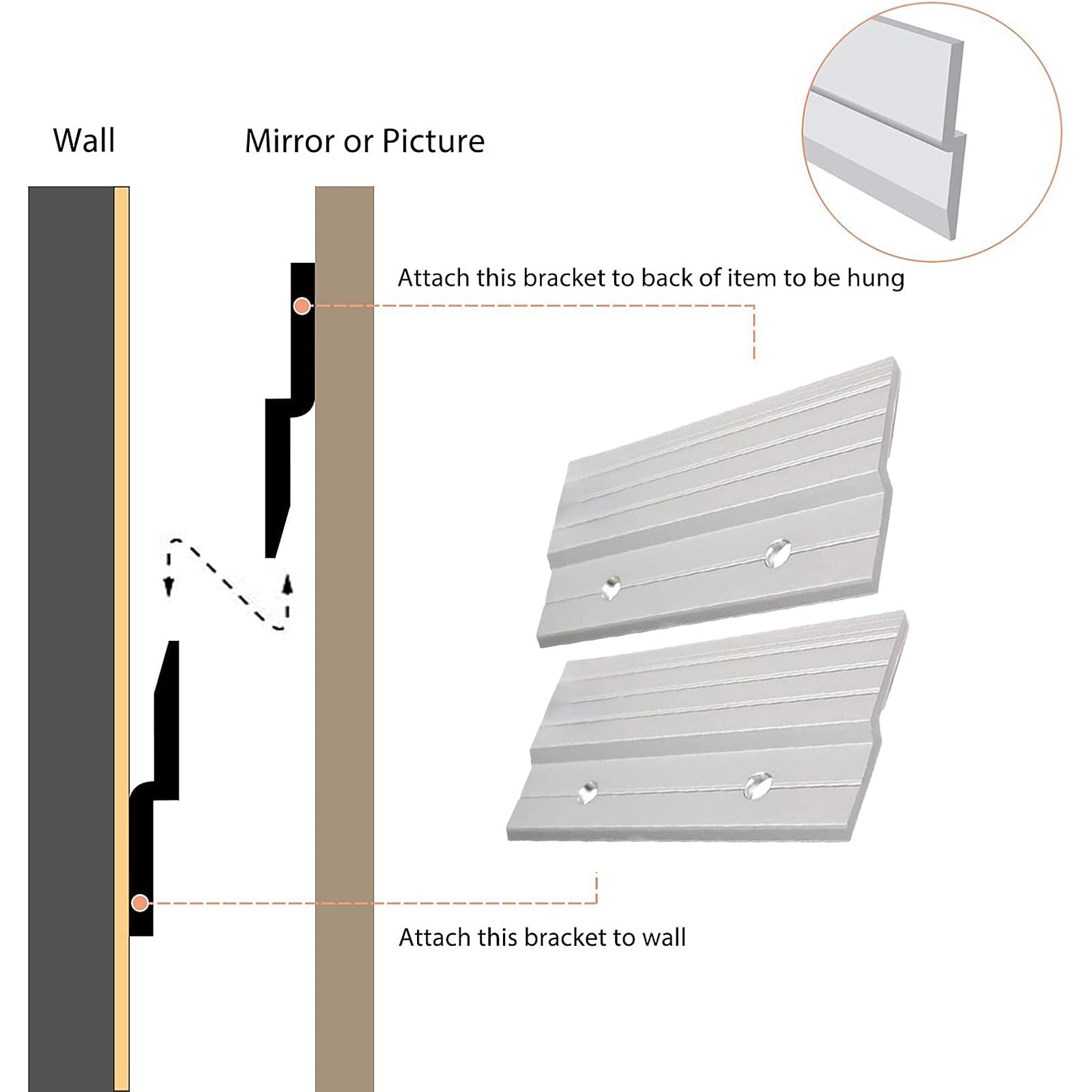 French Cleat Picture Hanger 4 Inches Aluminum Z Hanger Supports 30lbs - Image 4