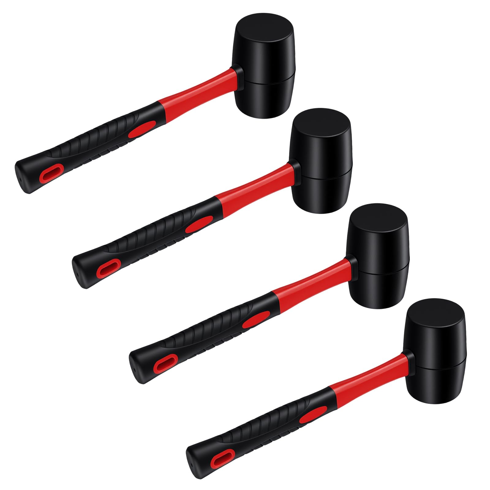 LEXININ Rubber Mallet, 24oz, 335 x 105 x 64mm, 4-Piece Set for DIY, Camping, Woodworking