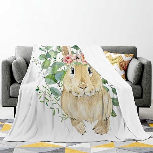 Miniatura 2 de WHYATT Thin Blanket Rabbit Creative Manta para Sofa Fuzzy, Warm, Cozy, Thick 30inch X 40inch