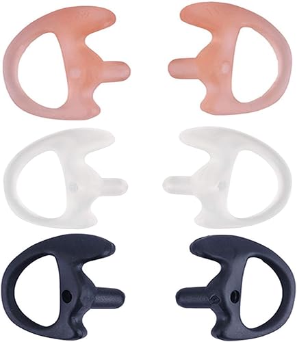 Miniatura 8 de Yolipar Eardud de silicona suave de repuesto para walkie talkie, kit de audio de tubo acústico de aire (tres colores, mediano, 3 pares))