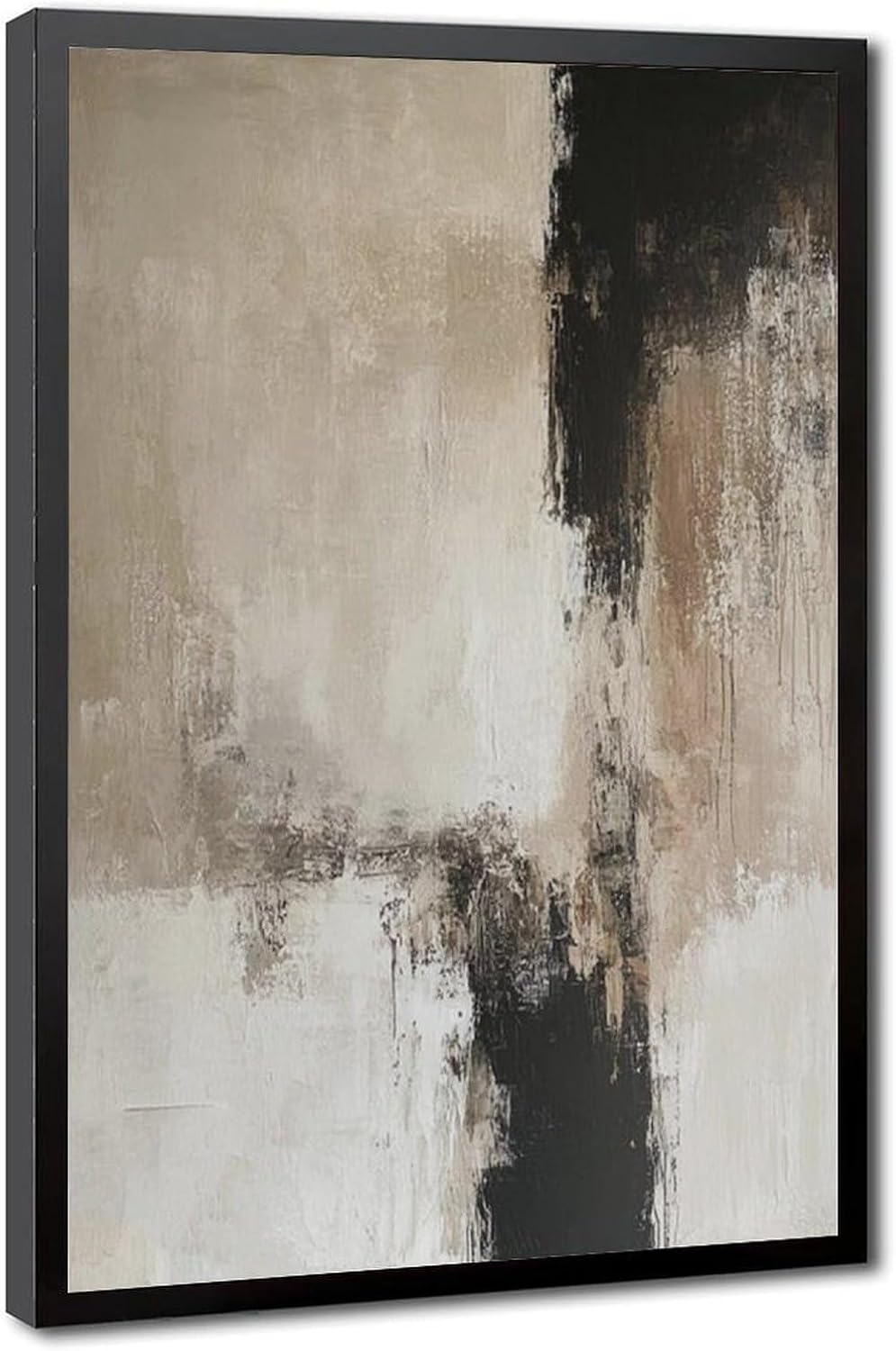 Amazon.com: Minimalist Beige Black Abstract Painting Canvas Wall Art ...