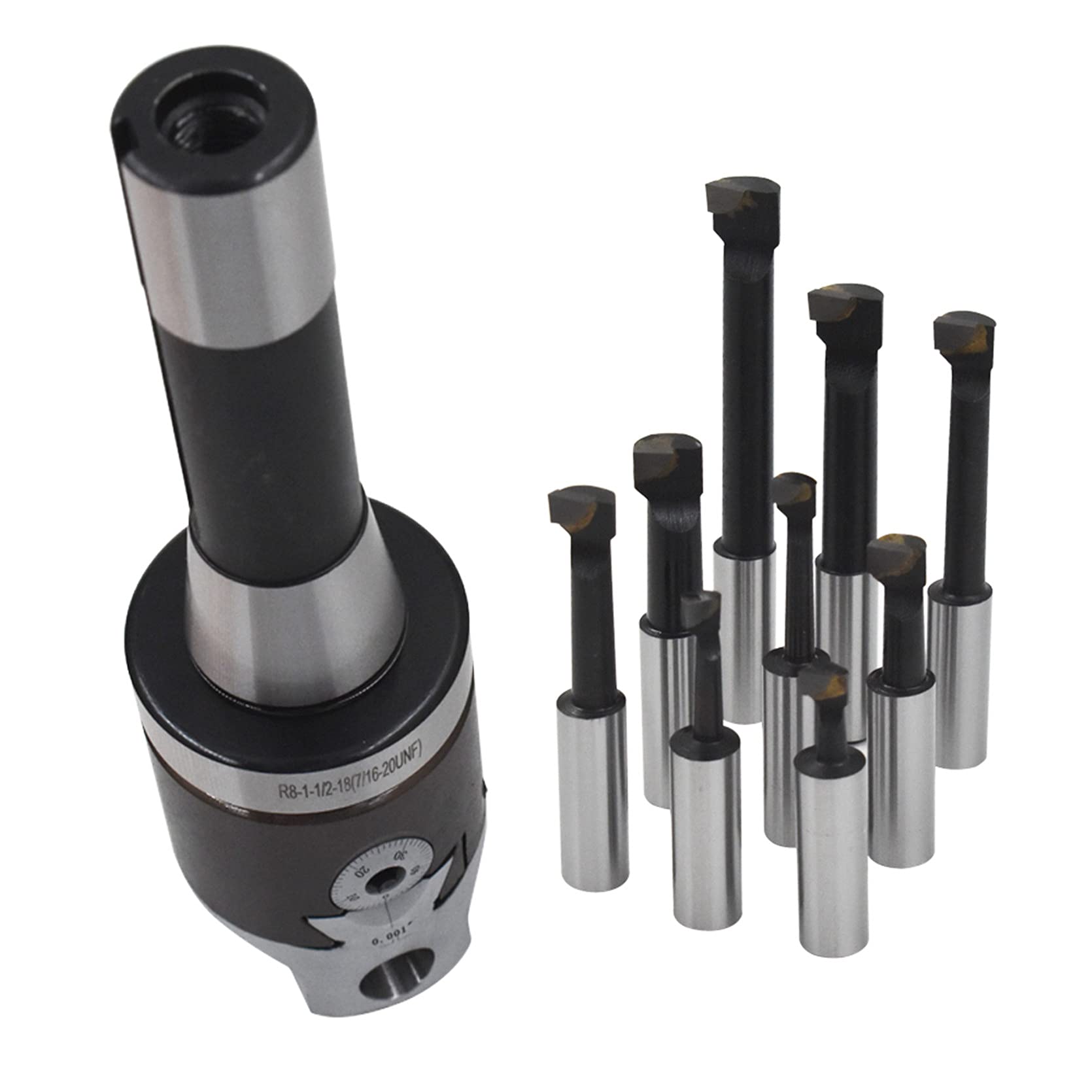 TINVHY 9-Pack Boring Bar Set - R8 Shank -5