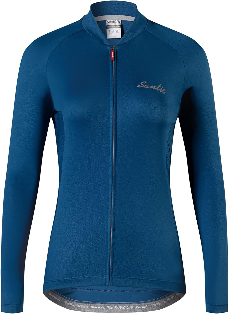 Santic Cycling Jersey Women's Long Sleeve Tops Bike Shirts Bicycle Jacket with Pockets