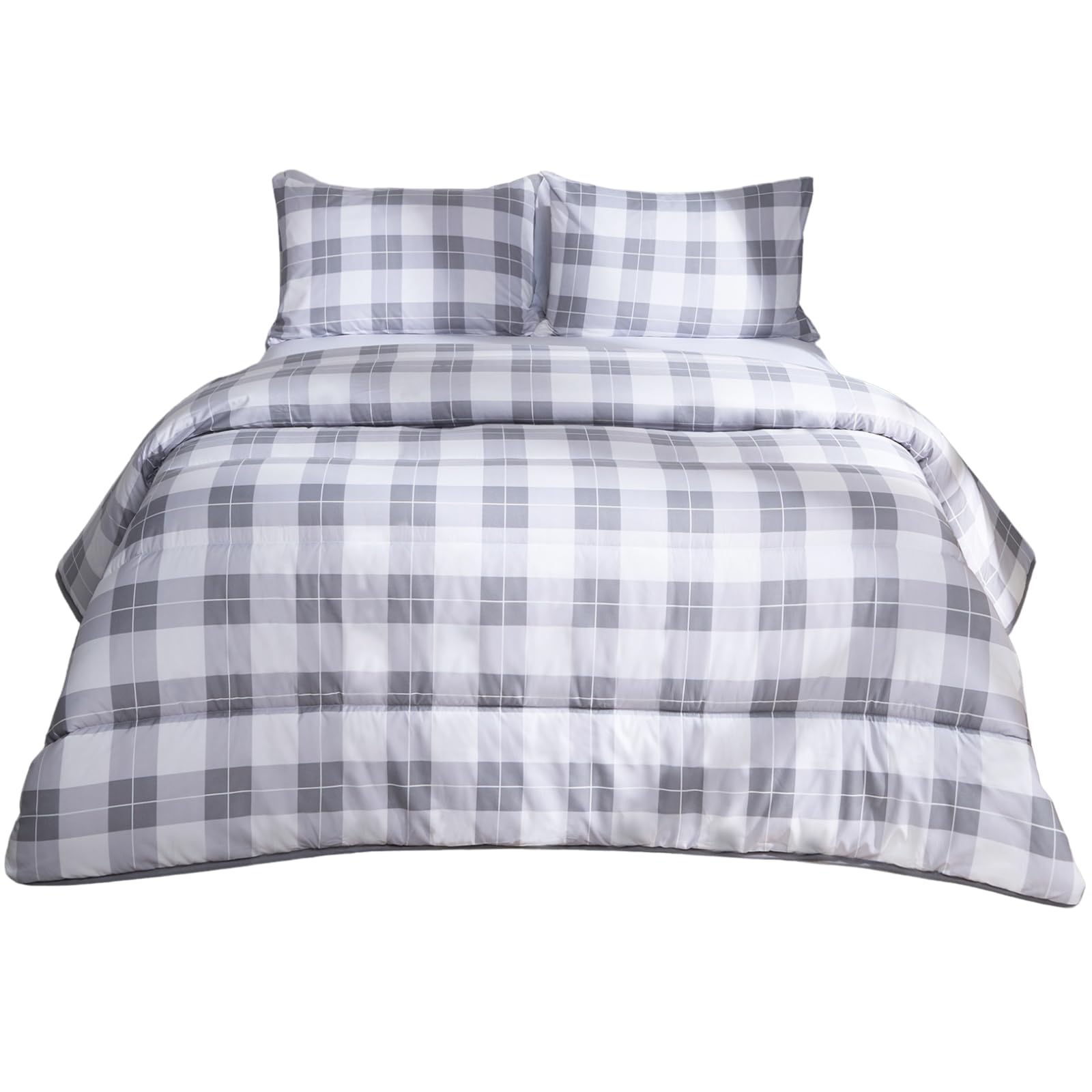 Ohs Gingham Check Coverless Duvet 10.5 Tog Bedding PillowcasesGreyKing from B&Q