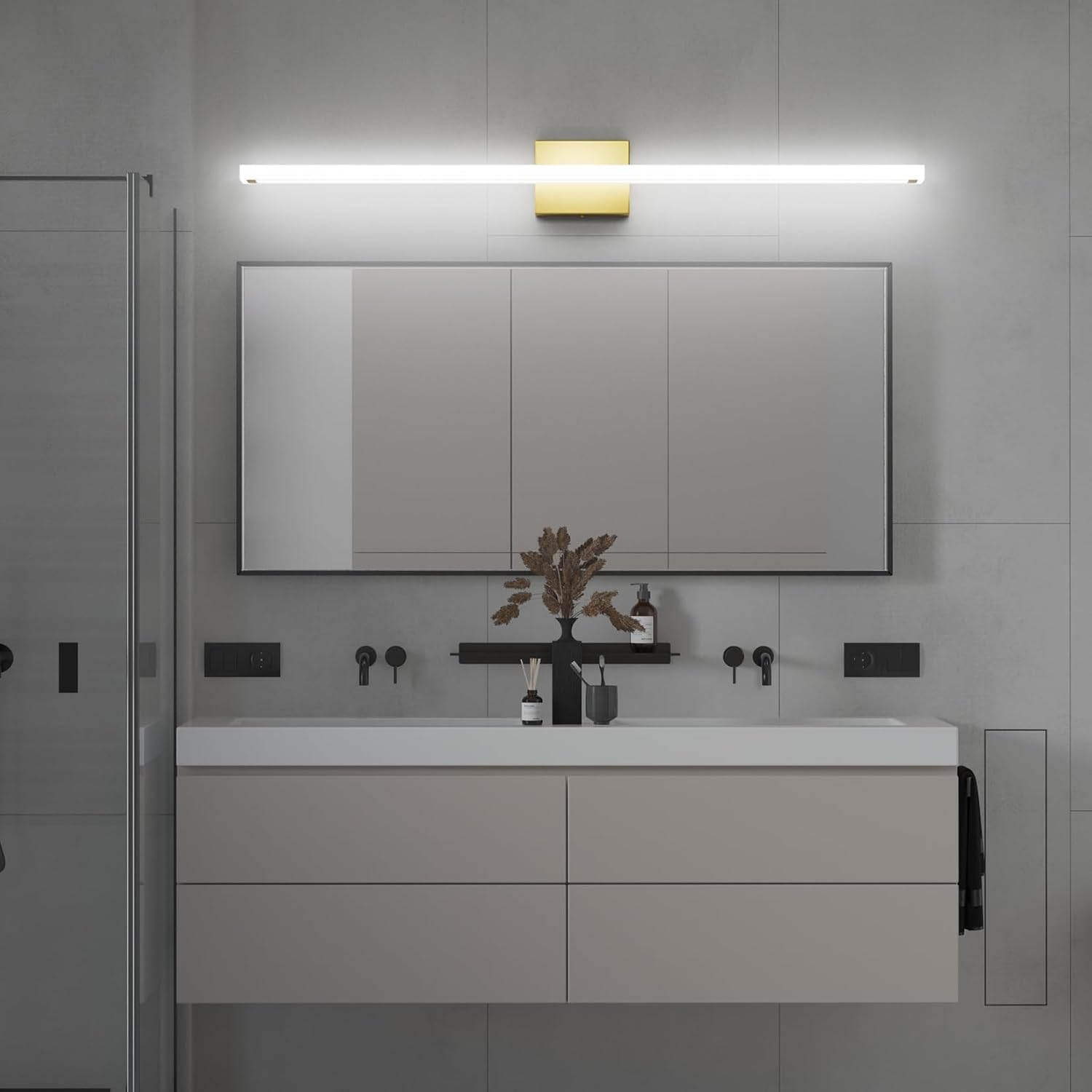 40inch Gold LED Bathroom Vanity Light Bar 36W Modern Bath Light Fixture Over Mirror Vanity Light Cool White 6000K