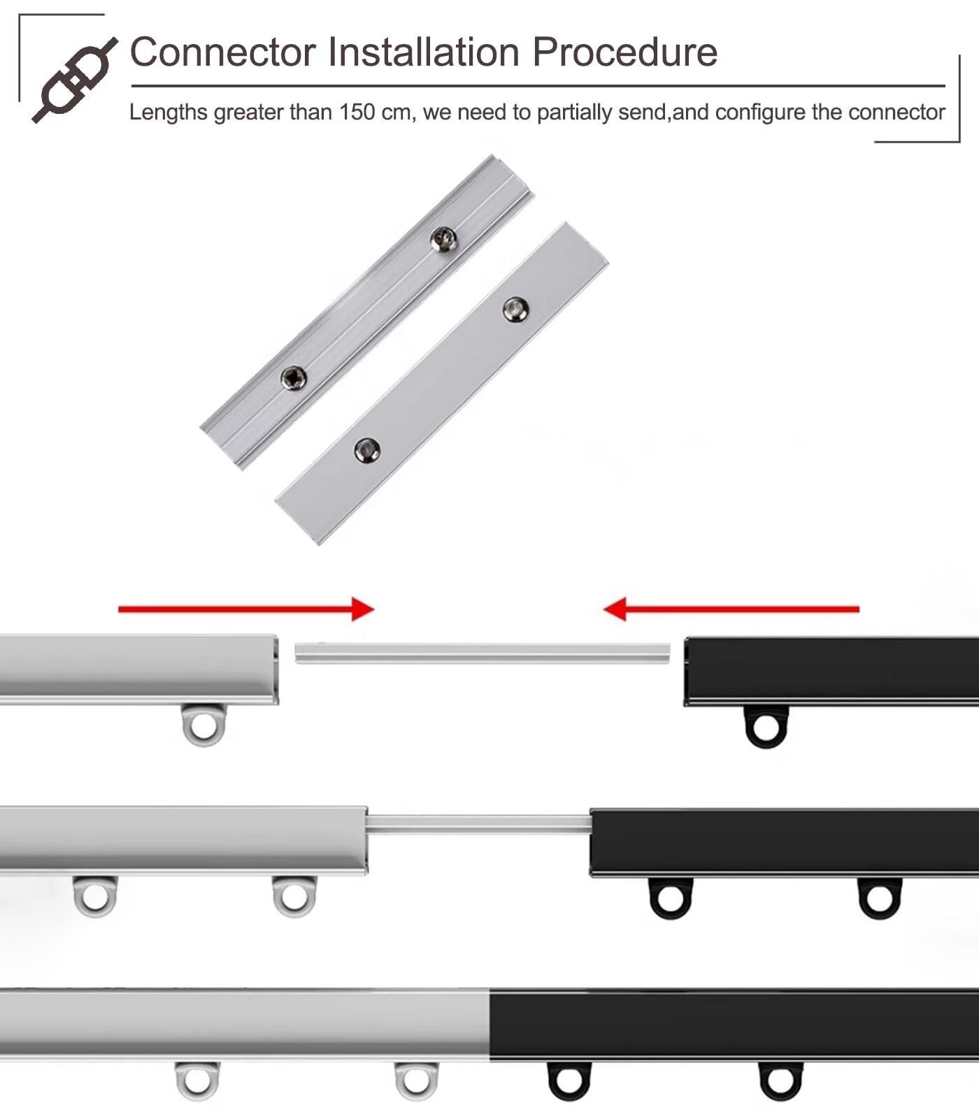 Kit de rails de rideaux occultants – Tringle encastrée en alliage d'aluminium avec supports cachés pour une action coulissante fluide – Idéal pour le salon et la chambre à coucher
