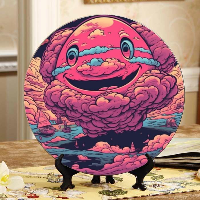 Martian 10-inch Ceramic Plate for Wall Display or Tabletop, with Stand & Hook DP-979314005