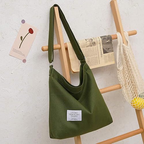 Miniatura 2 de Covelin - Bolso de hombro de lona para mujer, clásico, informal, estilo bohemio, bolso de mano o cruzado, tamaño grande