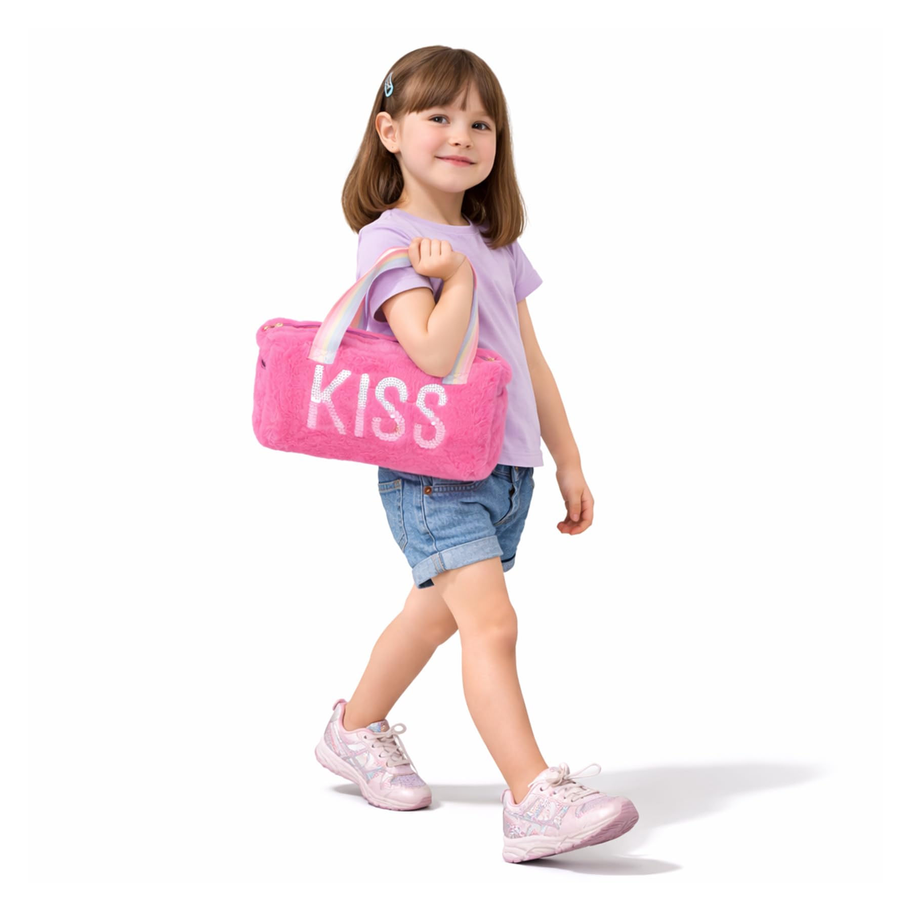 Cute Small Hand Bag for Kids, Waterproof Sequin Printed Designer Purse with Both Sides Handles, Stylish Bag for Girls Accessories, Colorful Hand Purse for Kids (Pack of 1)-image-49