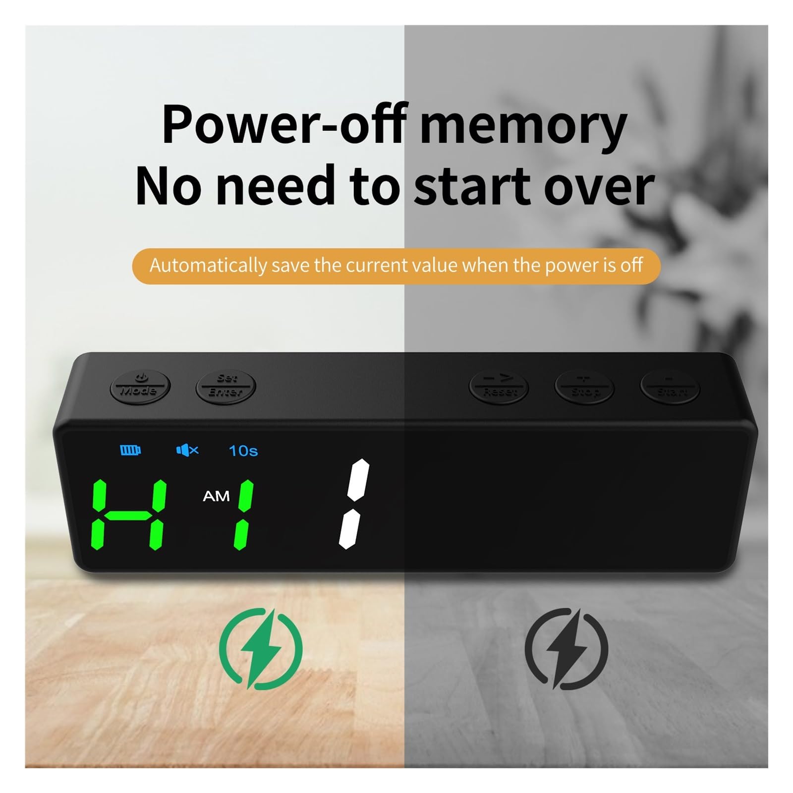 Countdown Timer, Mini timer da palestra da 1 pollice 5,1 "X1,5''x0,9'' Super portatile LED Intervallo di allenamento Orologio da allenamento Conto alla rovescia Cronometro fitness