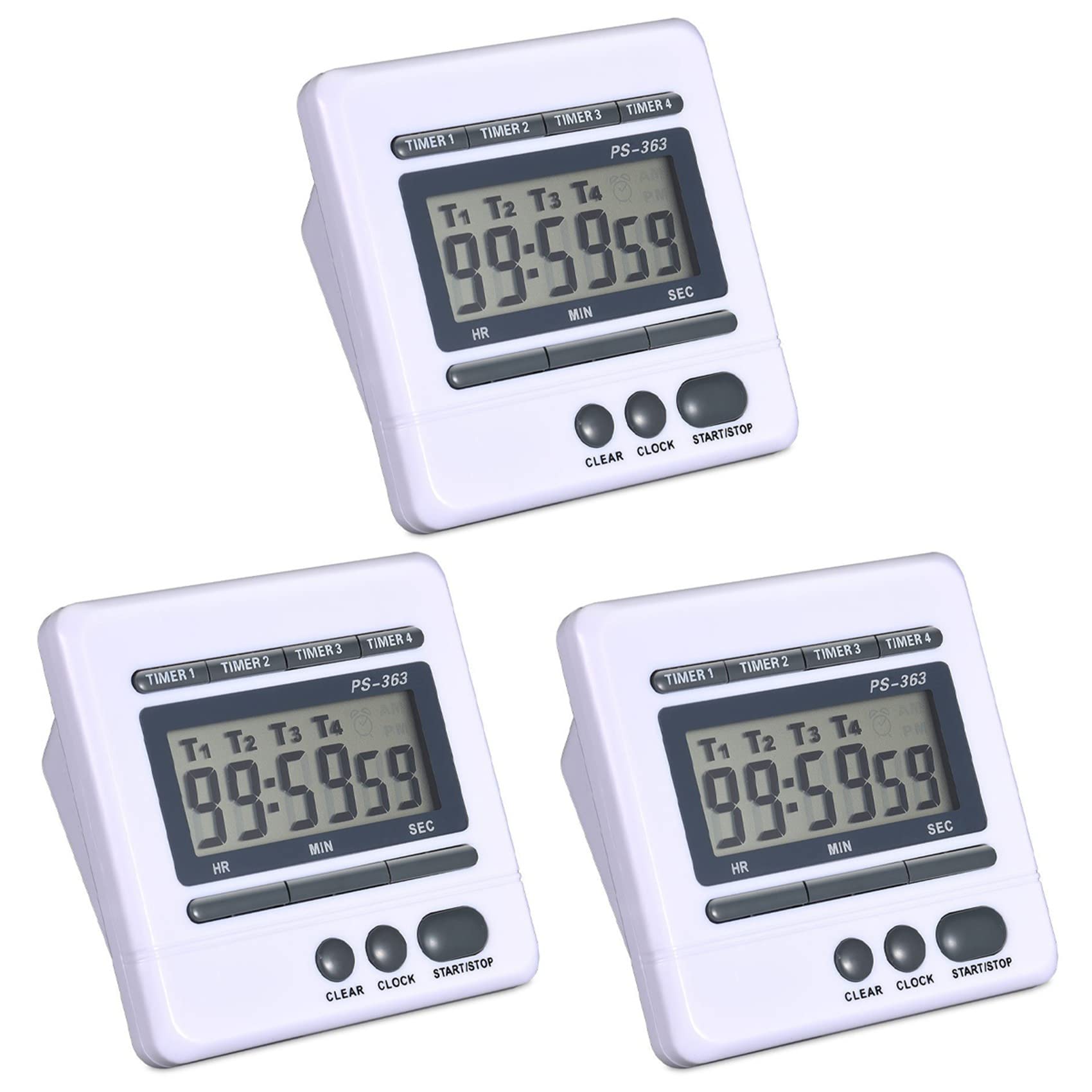 Hndhbfgrt 3X Digital Countdown Timer 4 Channel Count Up Down Kitchen Cooking Timer Clock