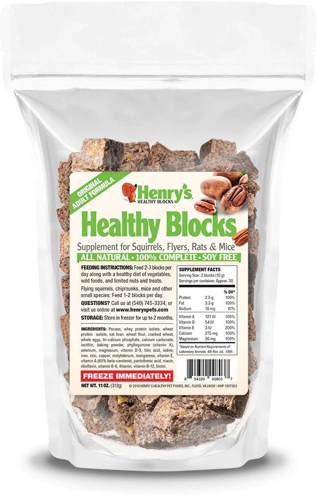 Henry's Healthy Blocks - Nutritionally Complete Food for Squirrels, Flying Squirrels, and Chipmunks, 11 Ounces