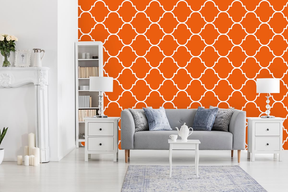 Papier peint intissé haut de gamme 150g motif géométrique oriental orange 04
