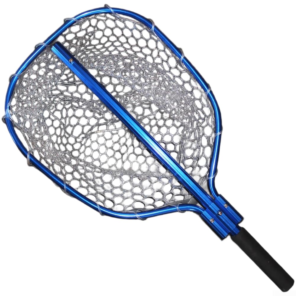 Épuisette de pêche légère en maille PVC avec poignée rétractable en aluminium pour un rangement et un transport faciles, gris petite option