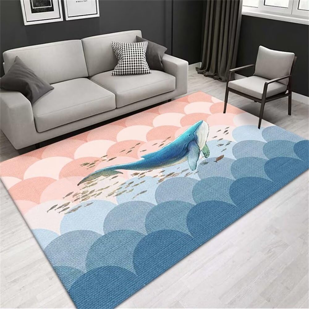 Kunsen rugs living room room decorations for teen girls Home renovation Pink blue carpet semi-circular geometric design classic decoration non-slip non slip flooring rug 60X120CM