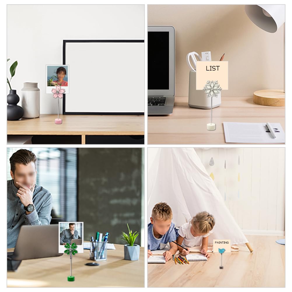 WAYUTO 4Pcs Cute Memo Clips Metal Desk Photo Clips Name Card Holders Note Clips Cartoon Place Card Holders Table Number Holders Stands for Table Centerpiece Party Wedding Restaurant Decoration