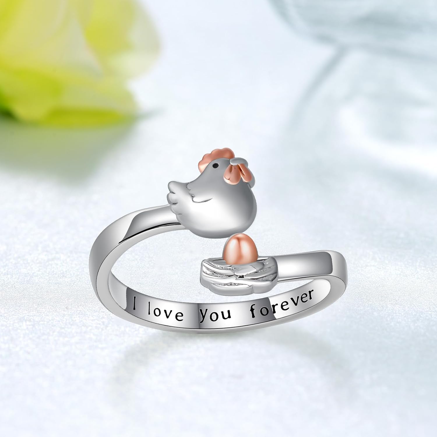 TYSO Chicken/Goose/Duck Ring 925 Sterling Silver Animal Adjustable Ring Jewelry Gifts for Women