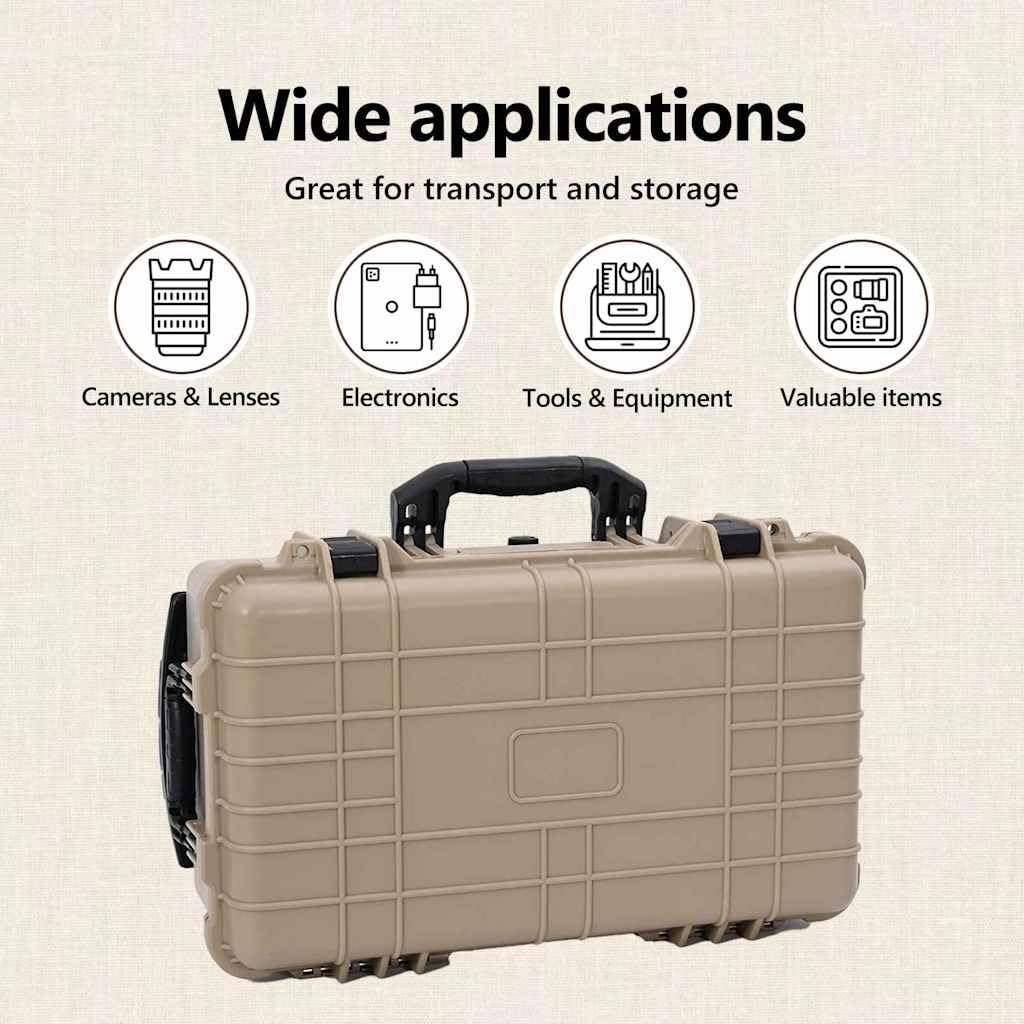 vidaXL Funda rígida de Equipaje Arena 56 x 35 x 23 cm, Almacenamiento de Garaje, Estuche Duro Resistente, Moderno y Rectangular, a Prueba de Agua, fácil de Transportar