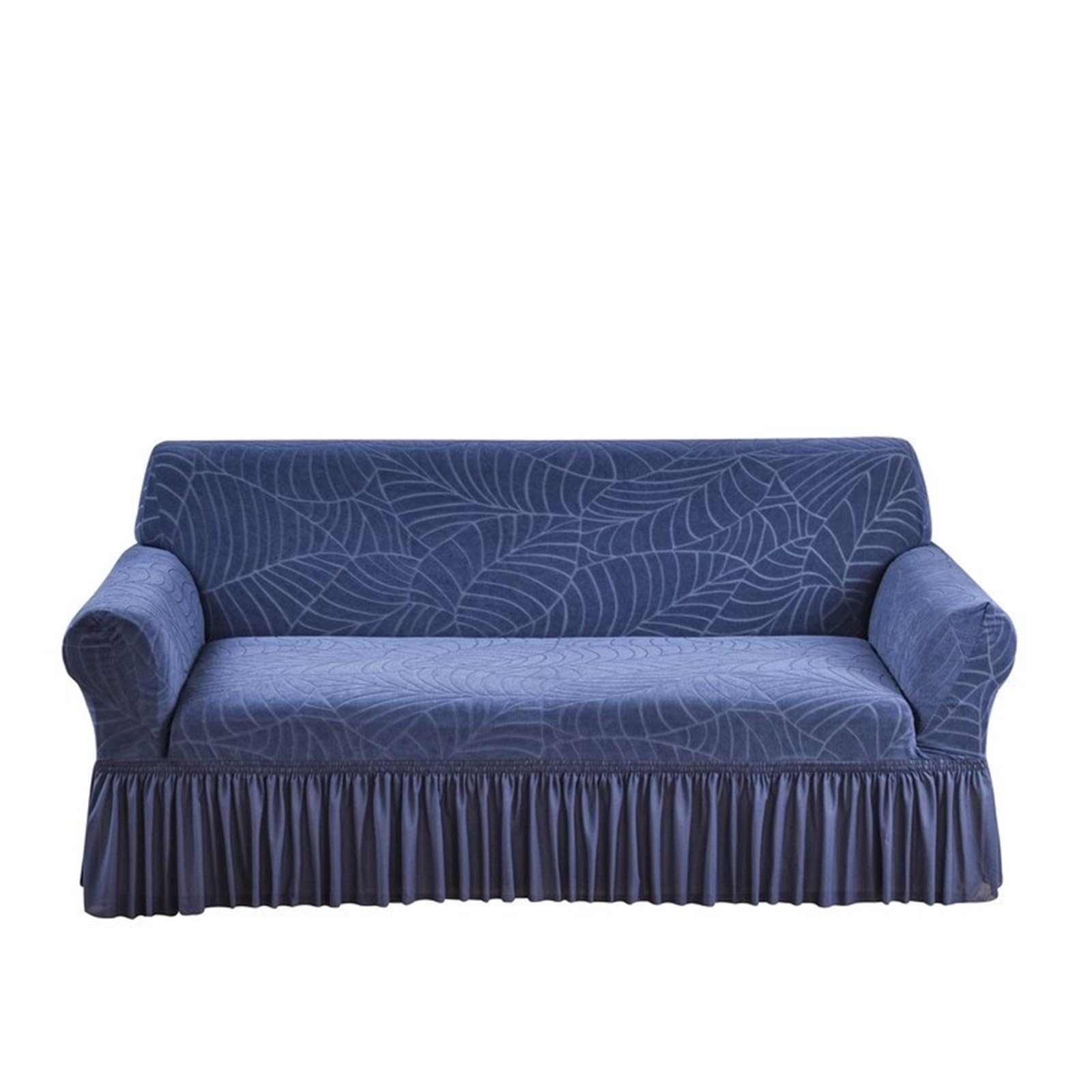 YDYAENIO Sofa Seat Cover with Skirt 1PC Waterproof Stretch Sofa Skirt Cover Adjustable Elastic Slipcovers for Living Room, Hotel(Dark blue,2 seater(145-180cm))