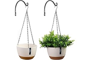 JSVER Hanging Planter Pots for Indoor Plants, Set of 2 with Drainage...